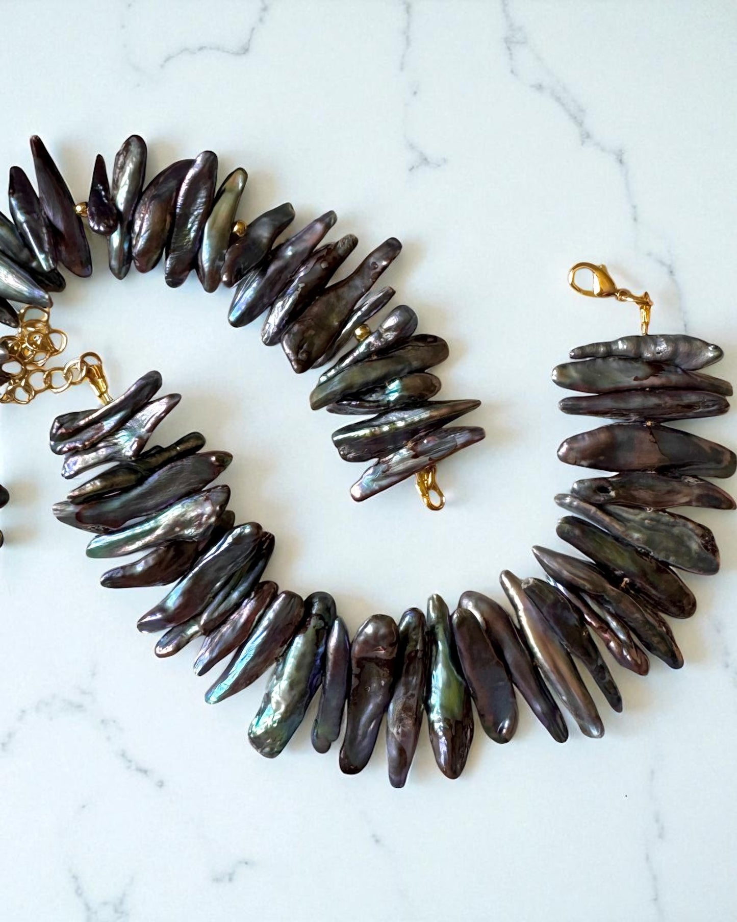 Black Tahitian Stick Shaped Pearl Bracelet