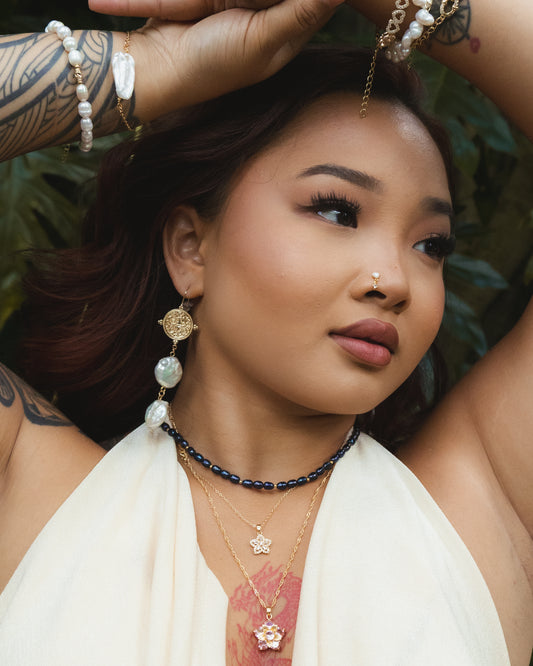 Baroque Pearl Coin Drop Earrings