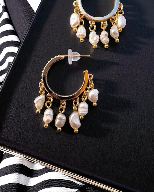 Half-Hoop Mini Pearl Earrings