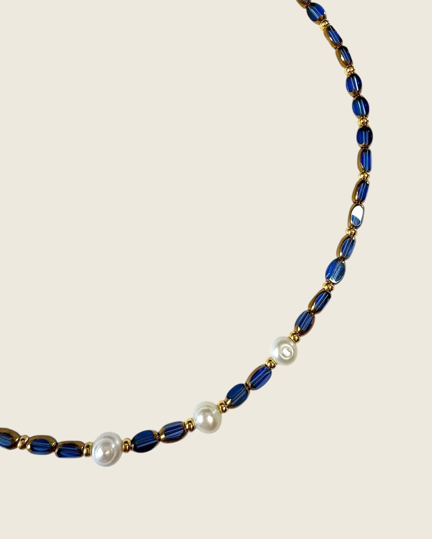 Clear Blue Pearl Necklace