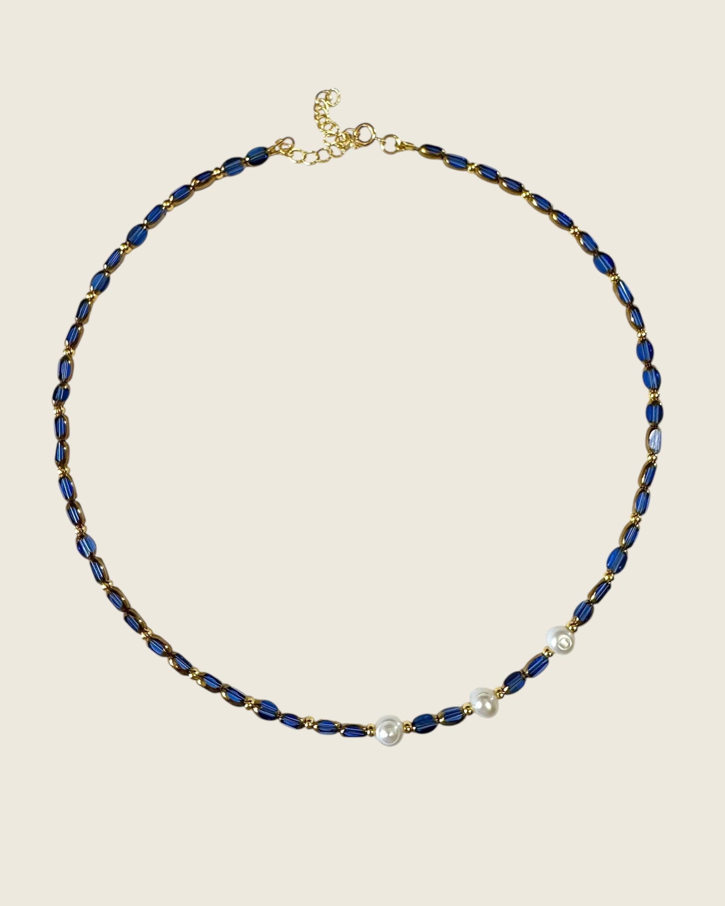 Clear Blue Pearl Necklace