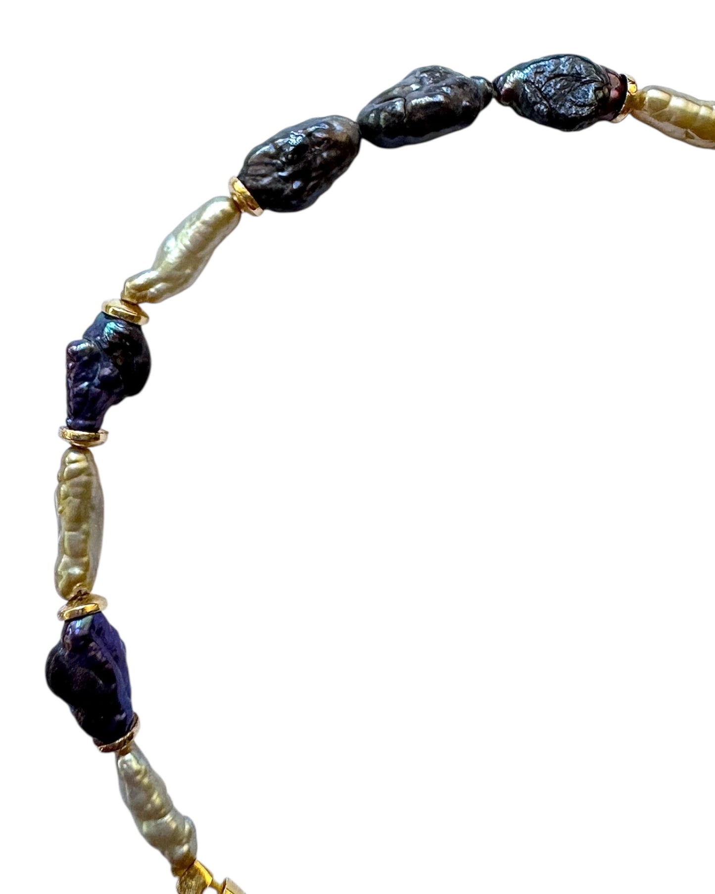 Black Tahitian And Golden Japanese Vintage Pearls Bracelet
