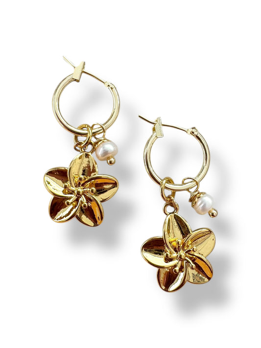 Plumeria Hoop Earrings
