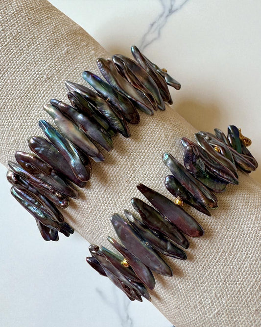 Black Tahitian Stick Shaped Pearl Bracelet