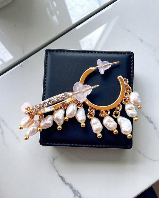 Half-Hoop Mini Pearl Earrings