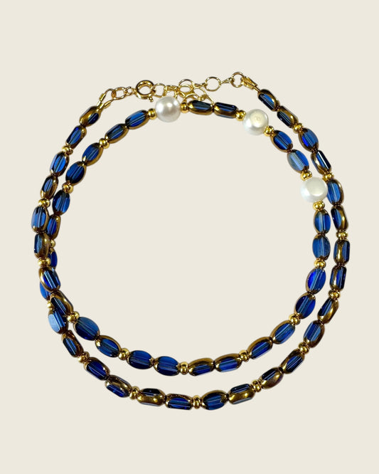 Clear Blue Pearl Necklace