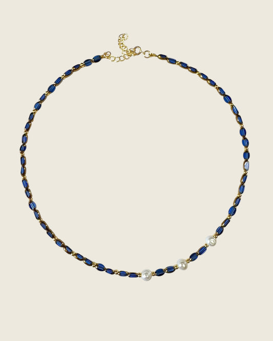 Clear Blue Pearl Necklace
