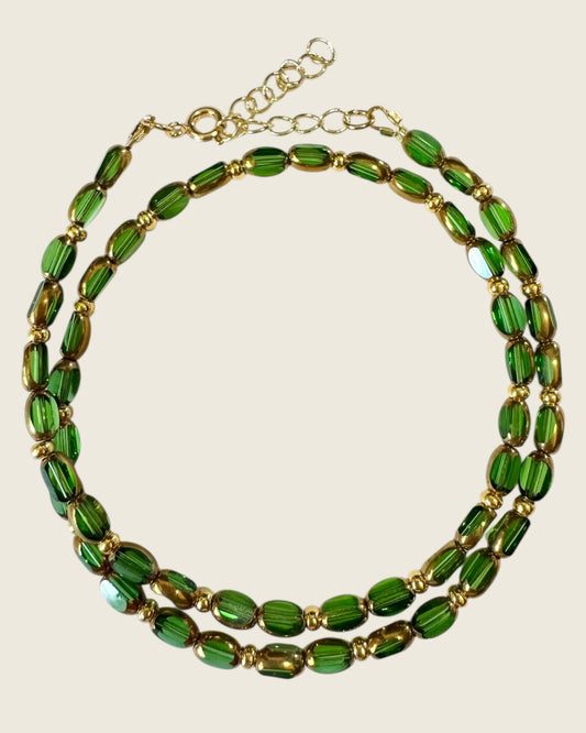 Clear Green Pearl Choker