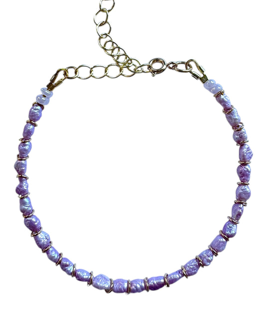 Pastel Purple Japanese Vintage Mini Pearls Bracelet