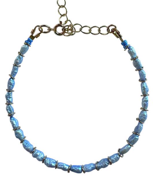 Light Blue Japanese Vintage Mini Pearls Bracelet
