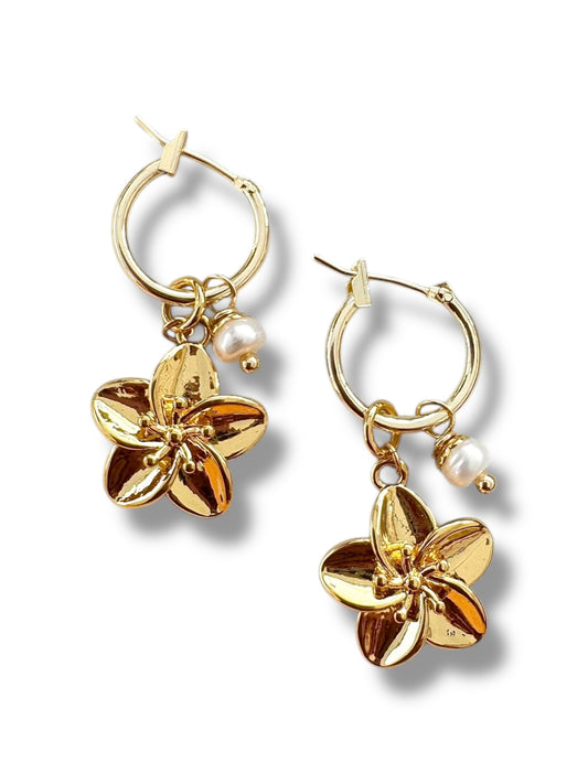Plumeria Hoop Earrings